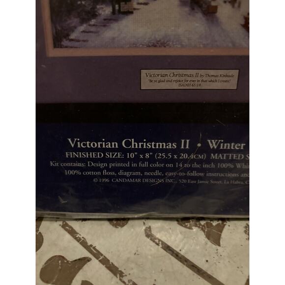 Opened Victorian Christmas II By Thomas Kinhade Crosssitch 10”x8” Snowy House - Picture 2 of 3
